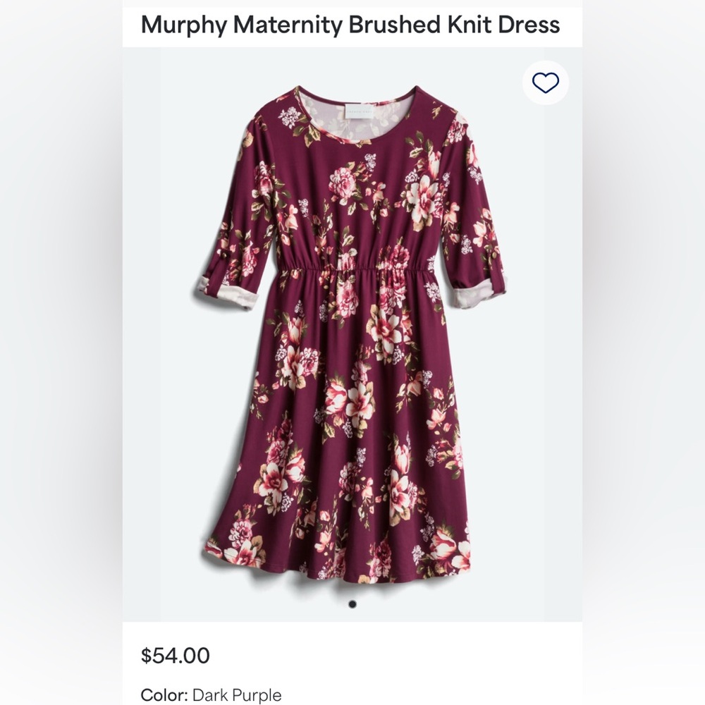 French Grey Purple Burgundy Floral Maternity Dress